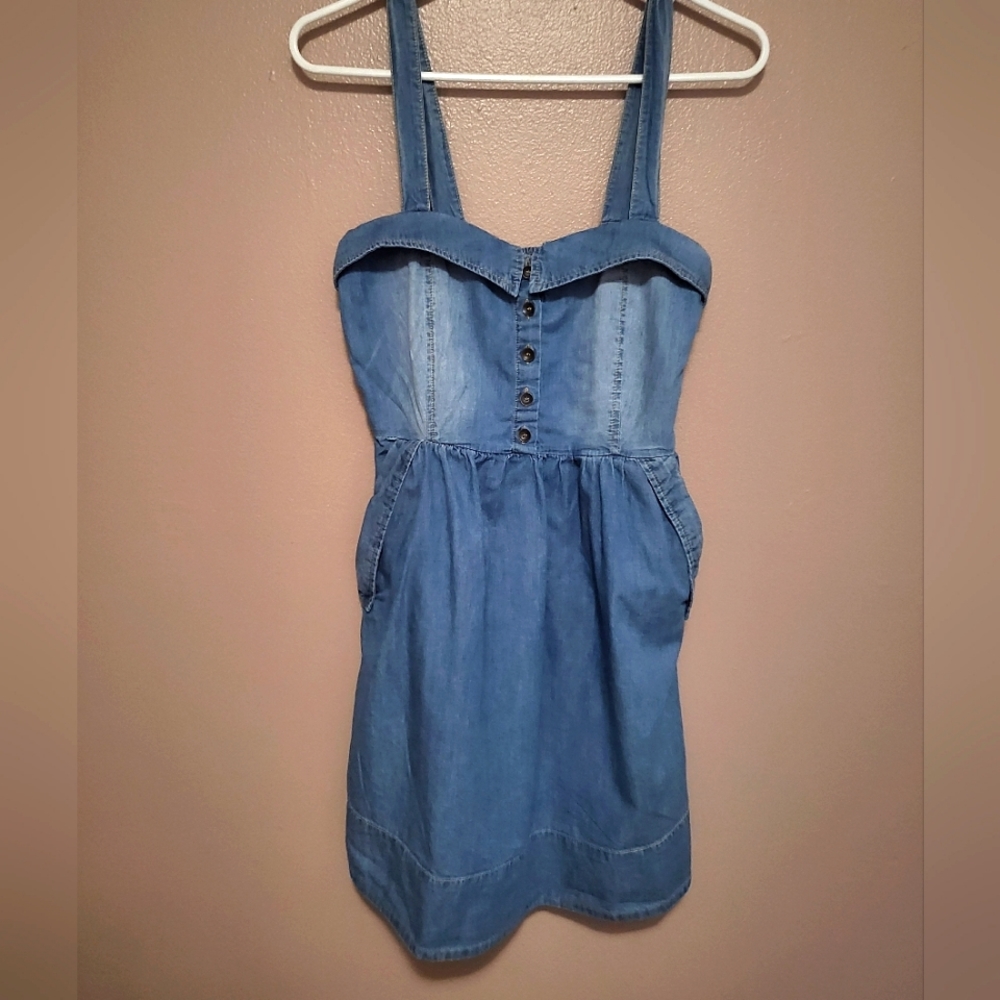 F21 small faux denim mini dress